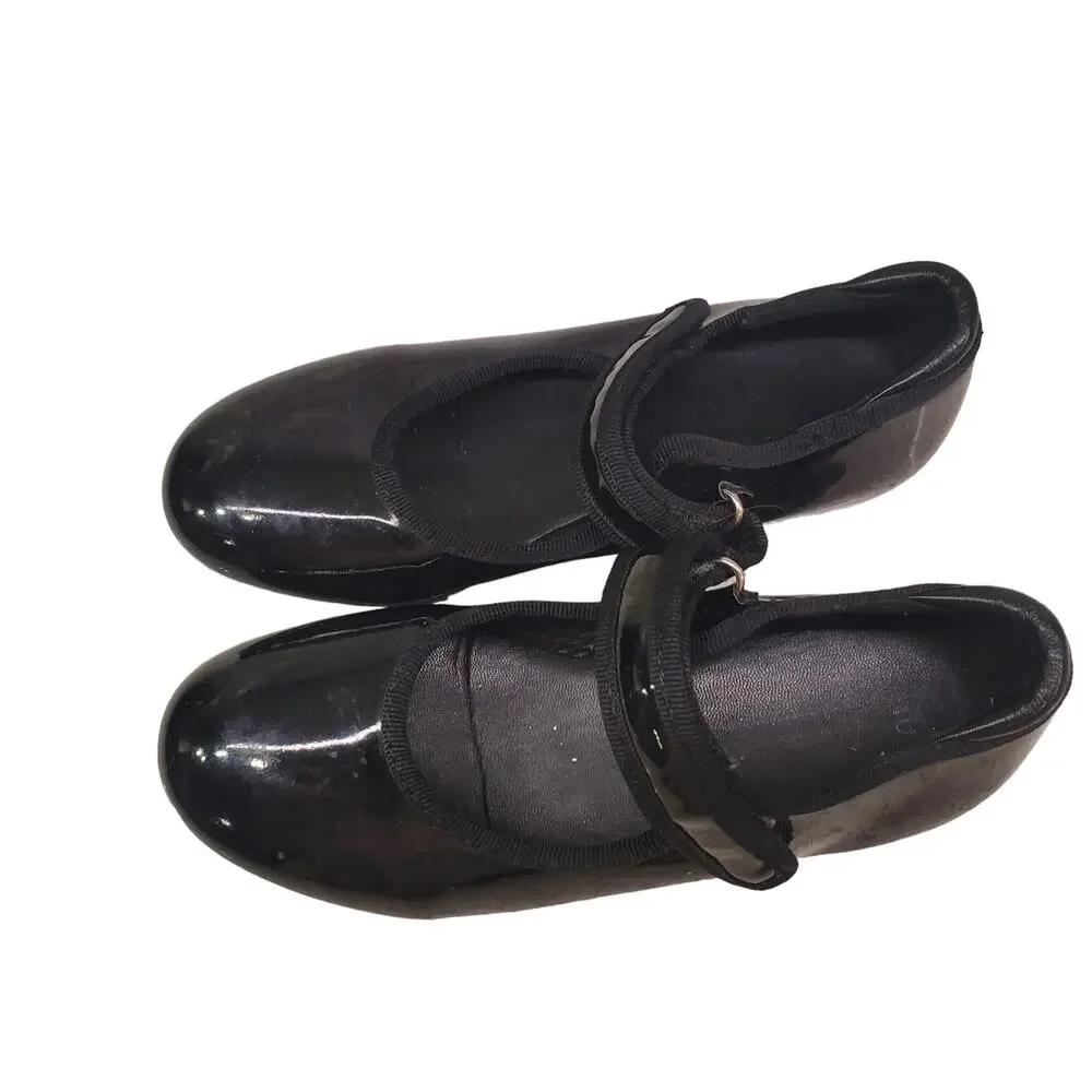 Girls Freestyle Dancewear Tap Shoes Black Patent Leather Girls Size 10 Tap Shoes